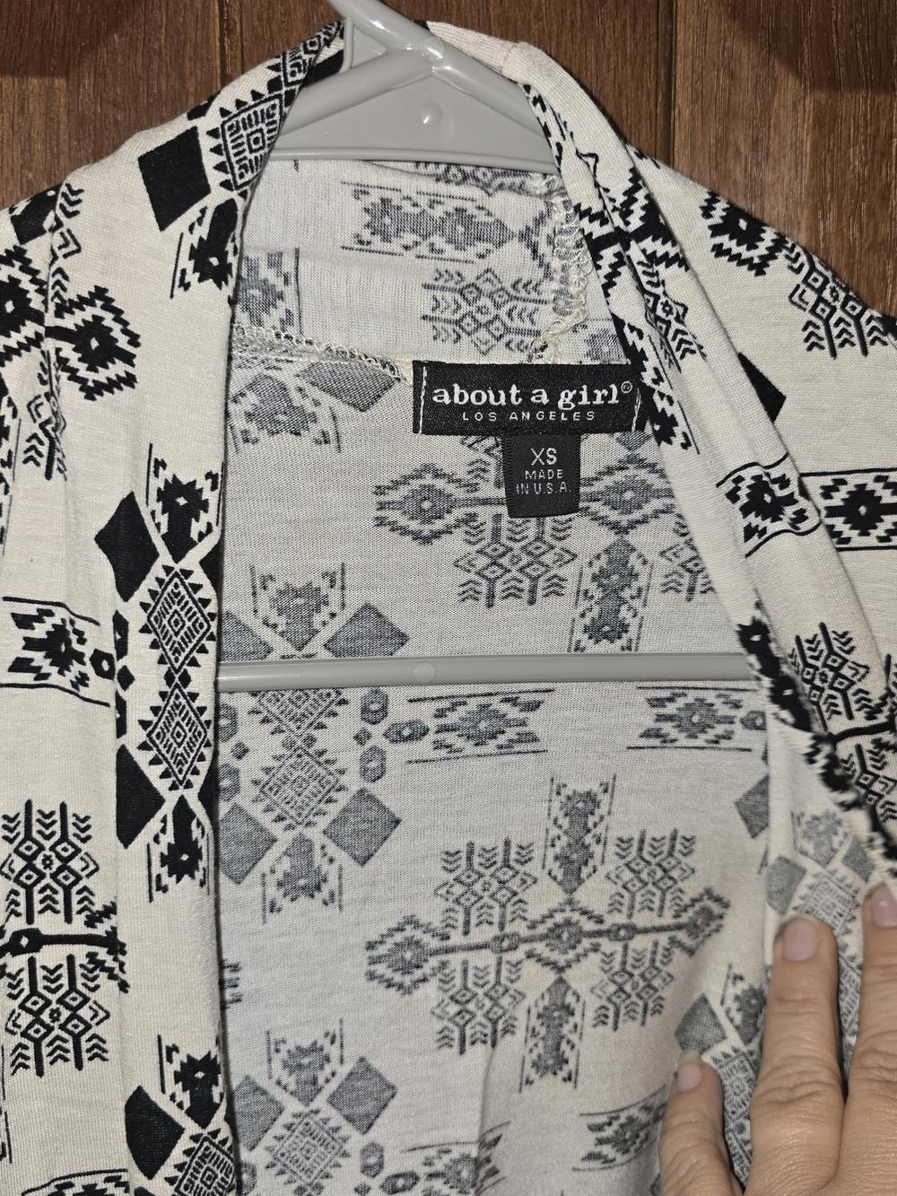 🖤 About A Girl Aztec Tribal Open Front Cardigan XS Boho Draped Cardigan